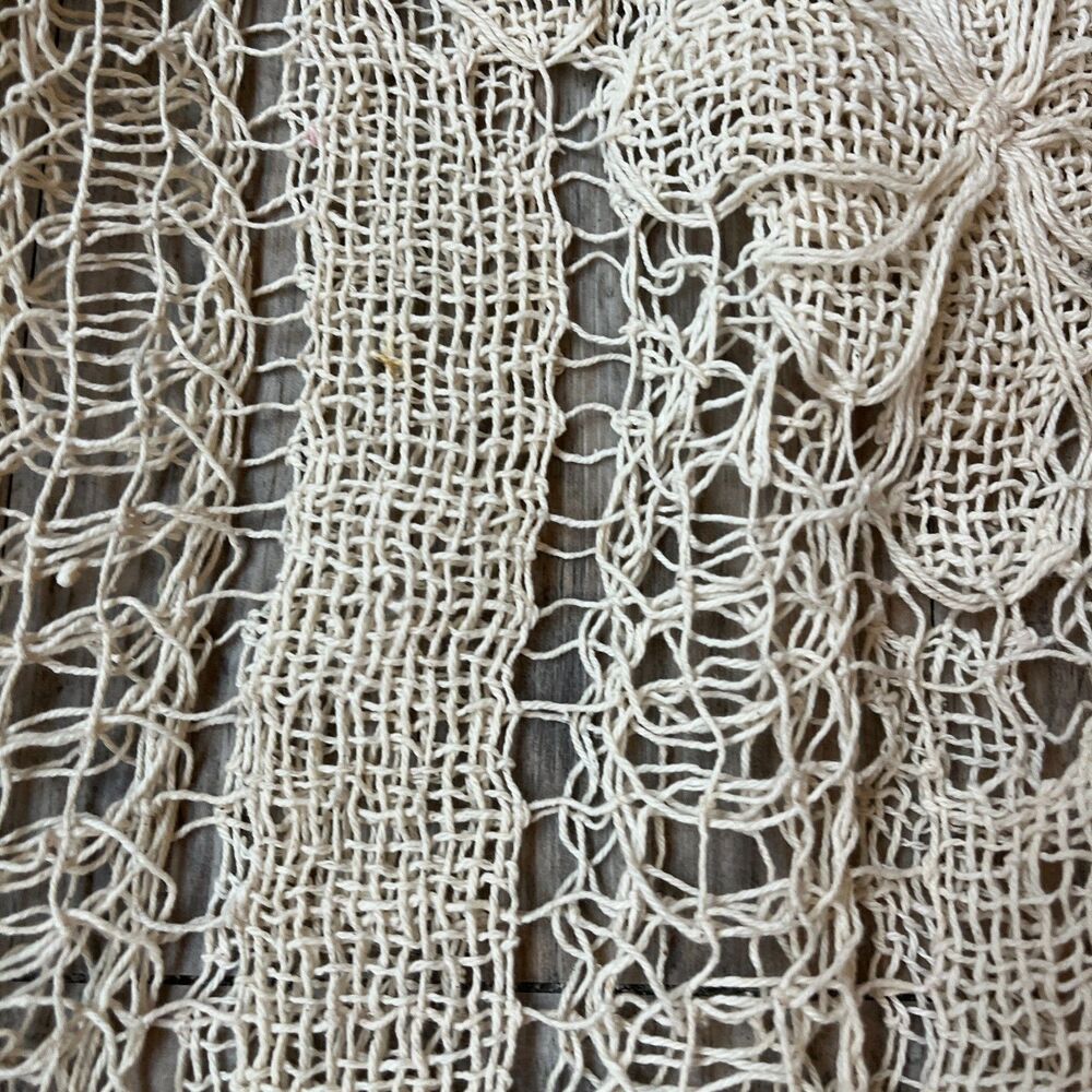 Beige Vintage Crochet Top Medium Summer Knit Dress Boho Beach Sexy Crochet Long - Picture 3 of 6